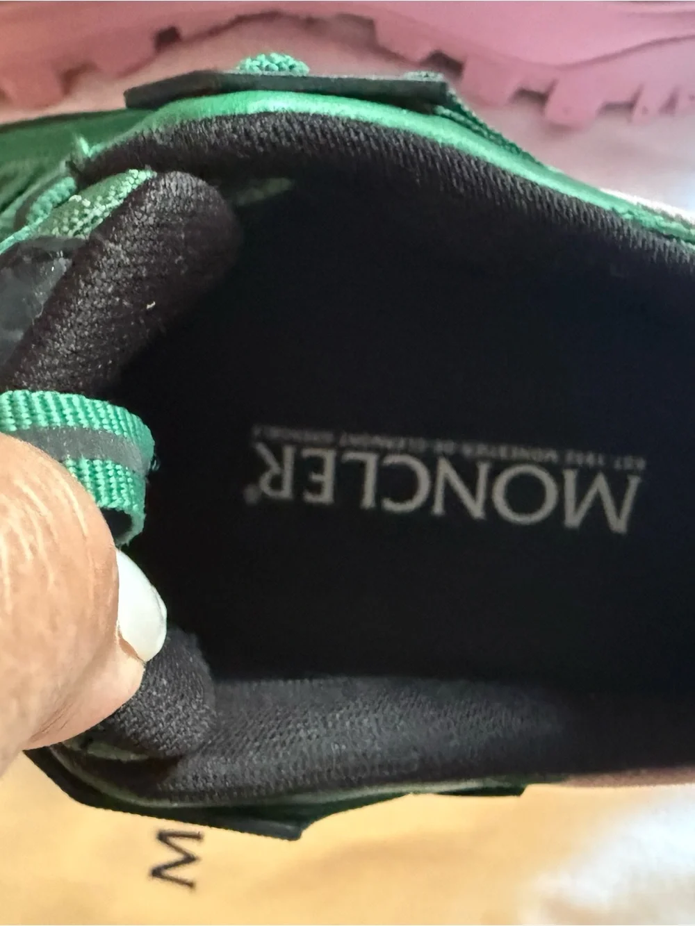 Moncler Green and Pink Trail Sneakers with Black Interior - Picture 3 of 7